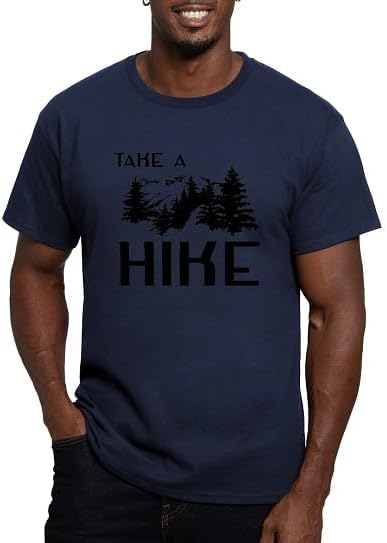 CafePress Take A Hike T Shirt Men's Semi-Fitted Classic Cotton T-Shirt - Navy