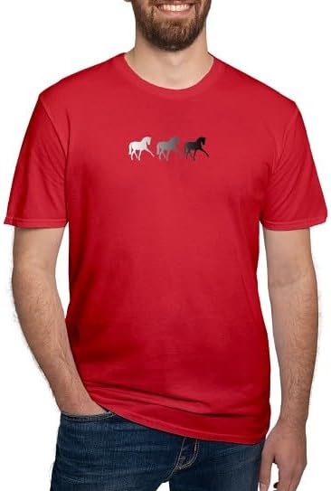CafePress Dressage Horse Sidepass Ombre Fitted T Shirt Men's Semi-Fitted Classic Cotton T-Shirt - Red