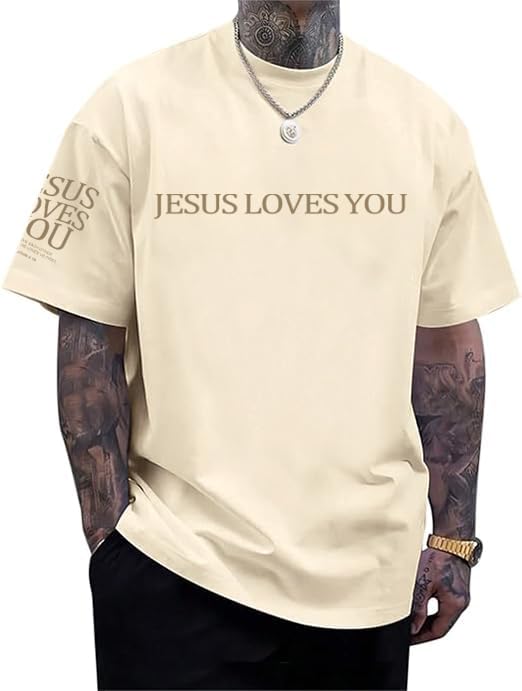 Eatbook Christian Shirts for Men Faith Over Fear Religious Tshirt - Apricot-jesus