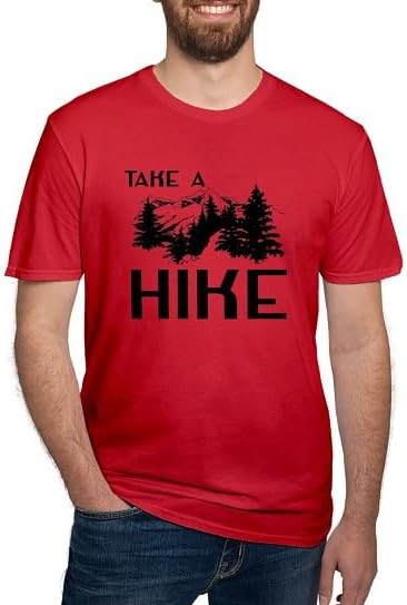 CafePress Take A Hike T Shirt Men's Semi-Fitted Classic Cotton T-Shirt - Red