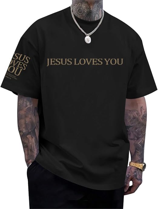 Eatbook Christian Shirts for Men Faith Over Fear Religious Tshirt - Black-jesus