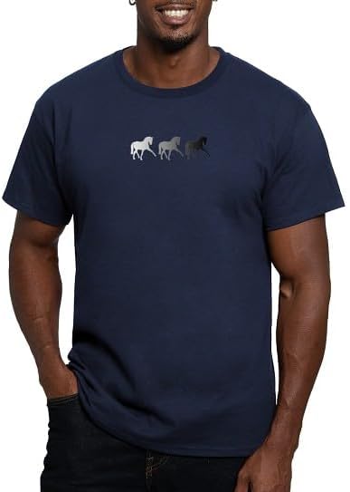 CafePress Dressage Horse Sidepass Ombre Fitted T Shirt Men's Semi-Fitted Classic Cotton T-Shirt - Navy