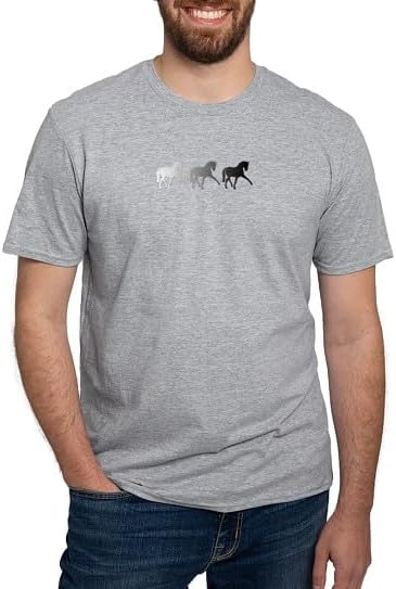 CafePress Dressage Horse Sidepass Ombre Fitted T Shirt Men's Semi-Fitted Classic Cotton T-Shirt - Heather Gray