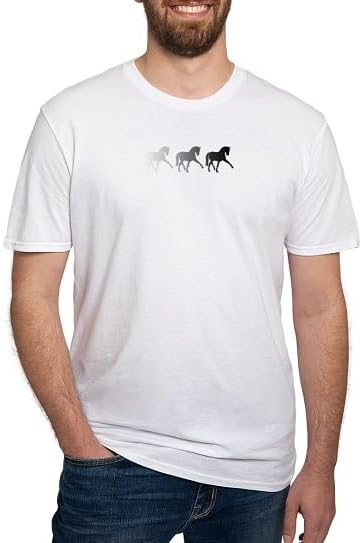 CafePress Dressage Horse Sidepass Ombre Fitted T Shirt Men's Semi-Fitted Classic Cotton T-Shirt - White