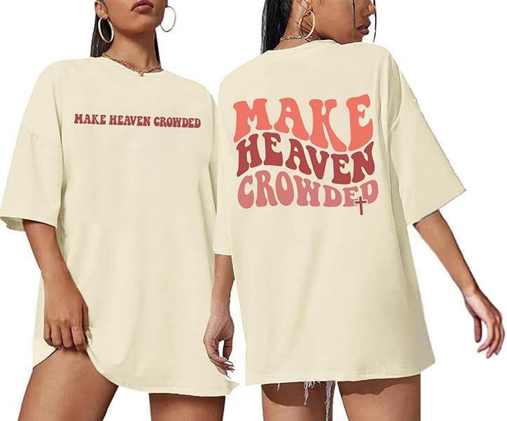 Christian Shirts for Women Faith Over Fear Oversized Graphic Tees - Apricot