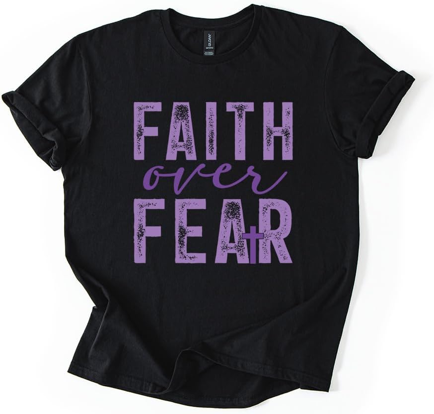 Faith Over Fear Cross Christian Graphic Tee - Black