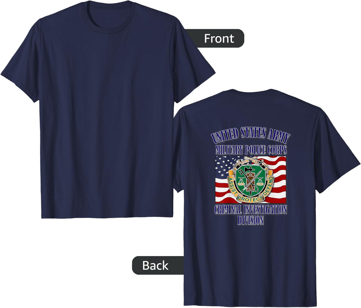 U.S. Army Military Police CID (Back Design) T-Shirt - Navy Blue