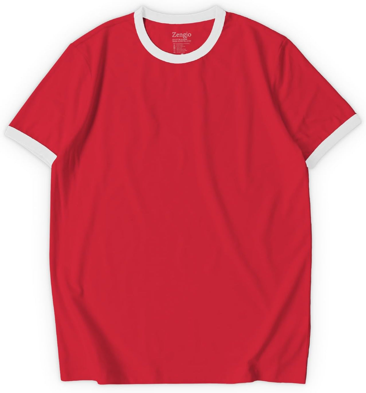 Zengjo Men's Ringer Tee Crewneck Athletic T Shirts Short Sleeve Sport Shirt - Red\/White