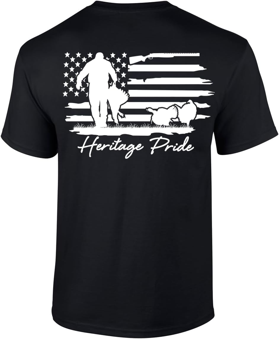 Heritage Pride Hunter Wild Turkey Distressed Flag Tee - Black