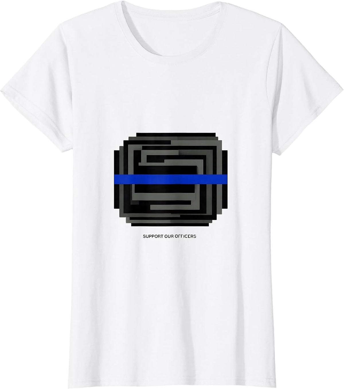 Support Our Officers Thin Blue Line Police Support Law T-Shirt - White