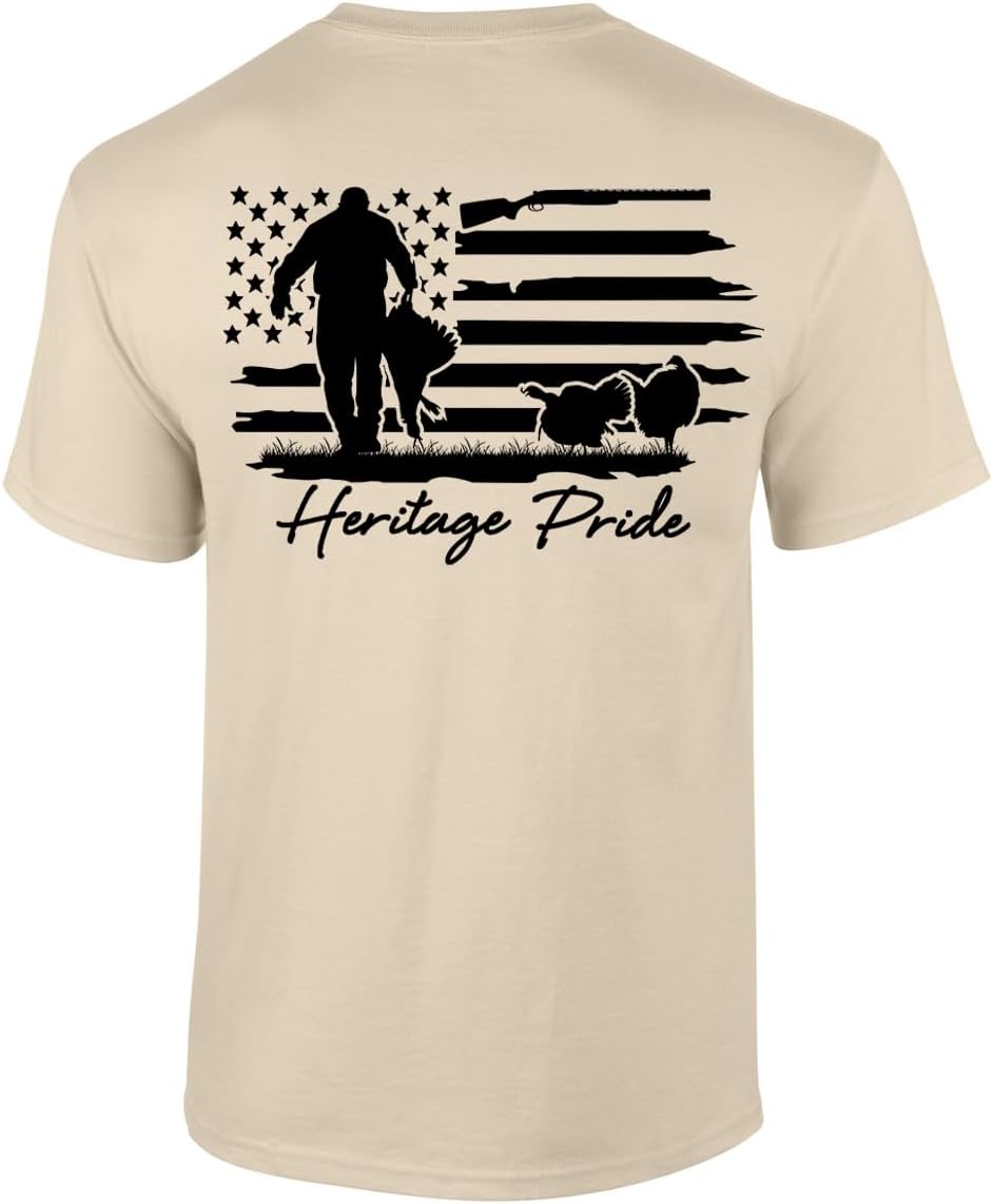 Heritage Pride Hunter Wild Turkey Distressed Flag Tee - Sand