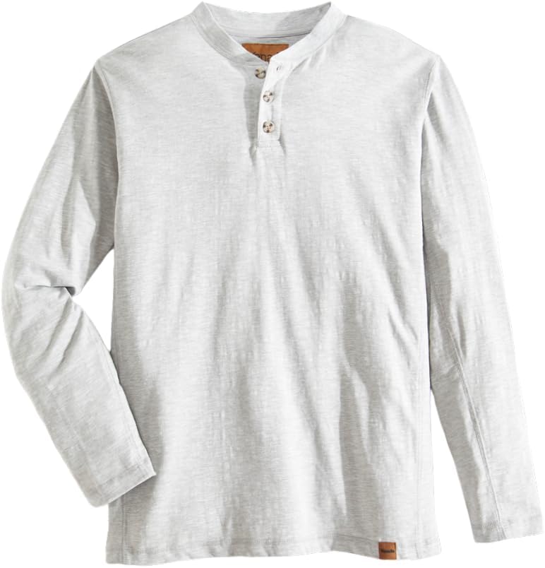 Venado Henley Long Sleeve Shirts for Men - Mens Henley with Flex Material - Light Heather