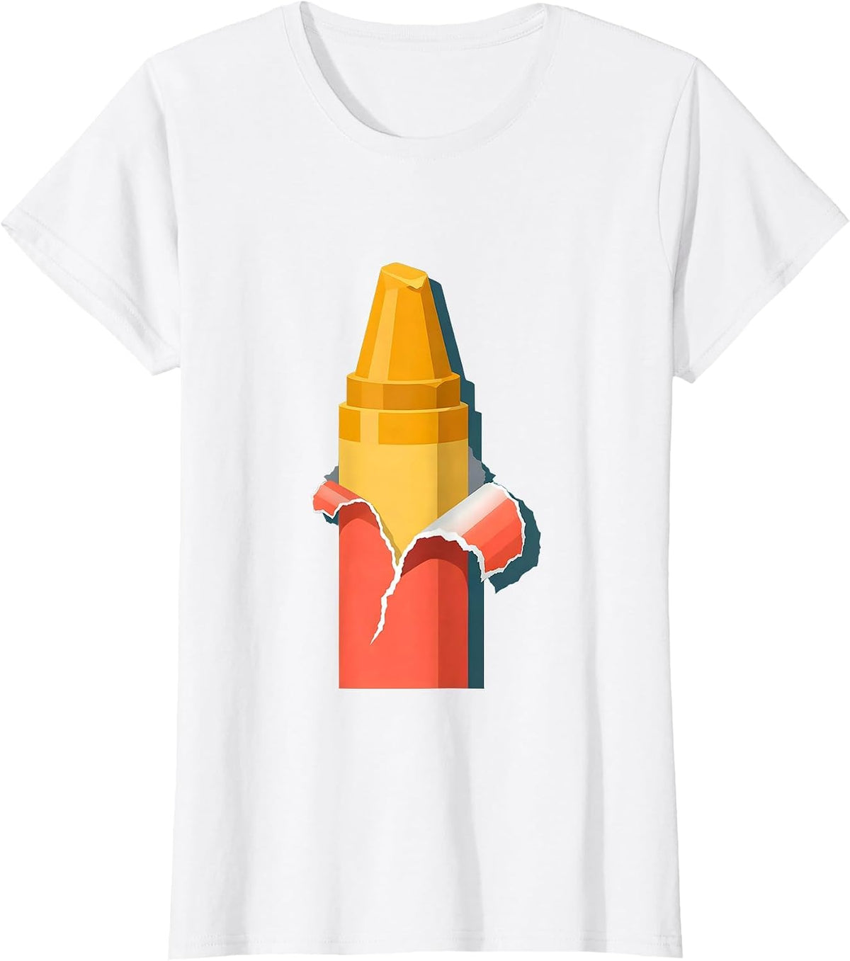 Peeled Crayon Torn Paper Label Graphic T-Shirt - White