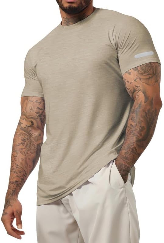 Men's Casual T Shirt Short Sleeve Classic Crew Neck T-Shirt Summer Basic Tee Shirts - Bean Green