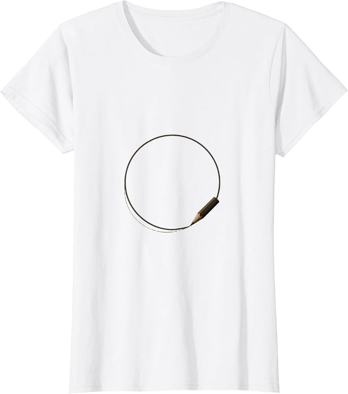 Women's Pencil Dot Perfect Circle Drawing Art T-Shirt - White