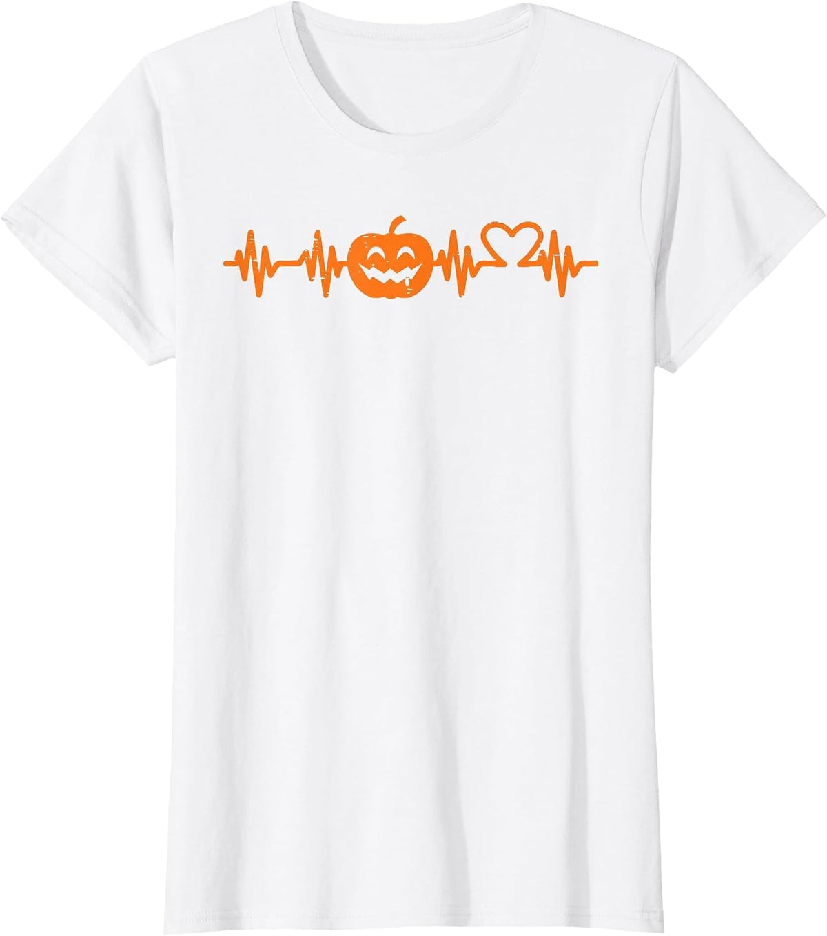 Halloween Nurse Heartbeat Pumpkin Costume Scrub Top Women T-Shirt - White