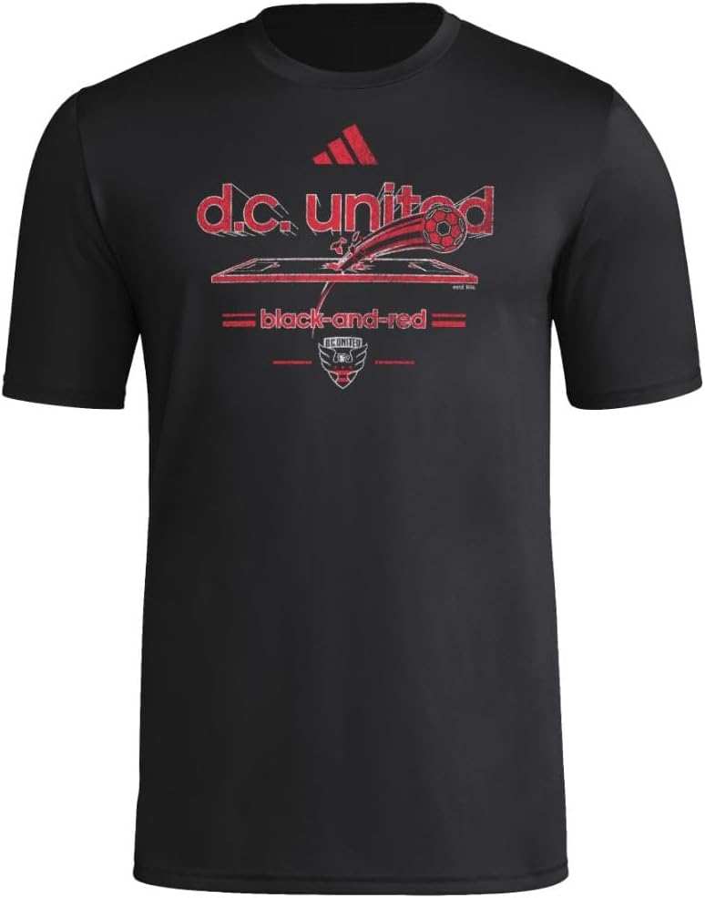 adidas Men's D.c. United Vintage World Pre-Game Short Sleeve T-Shirt - Black\/D.c. United