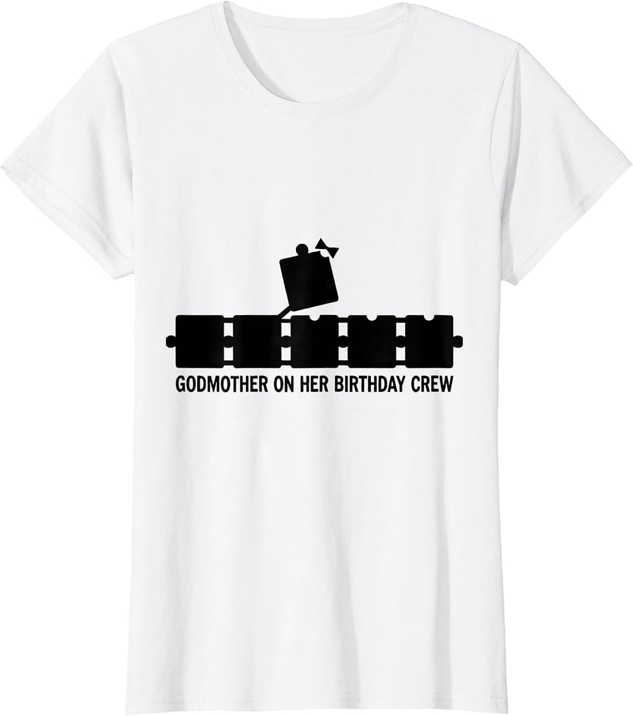 Women's Godmother On Her Birthday Crew Matching Coquette Bow Family T-Shirt - White