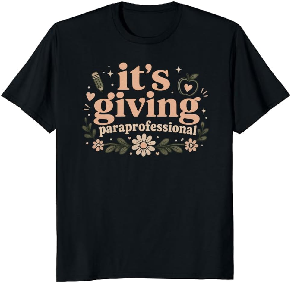 School Paraprofessional T-Shirt Staff Humor Vintage Script Tee - S4