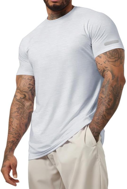 Men's Casual T Shirt Short Sleeve Classic Crew Neck T-Shirt Summer Basic Tee Shirts - White