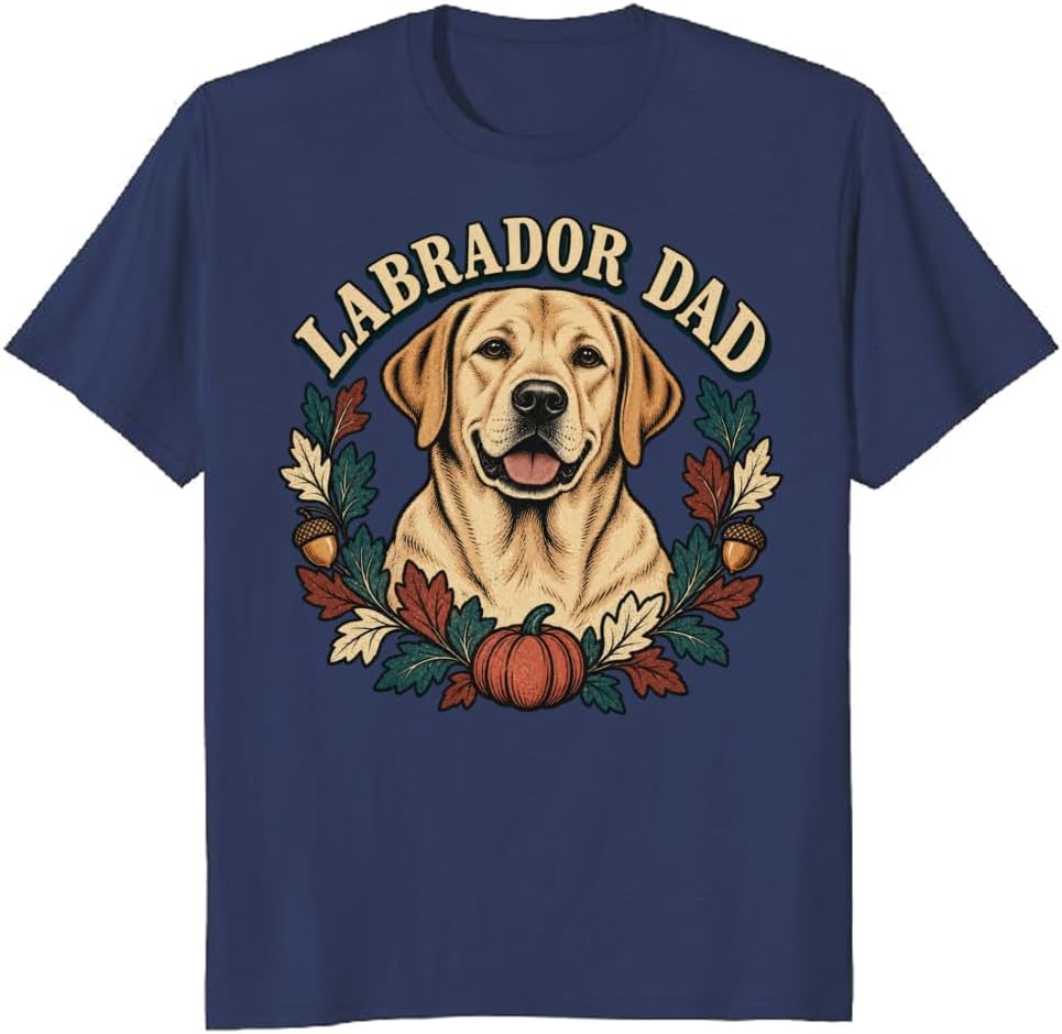 Labrador Dad T-Shirt Retro Desert Sunset Dog Portrait Tee - S6