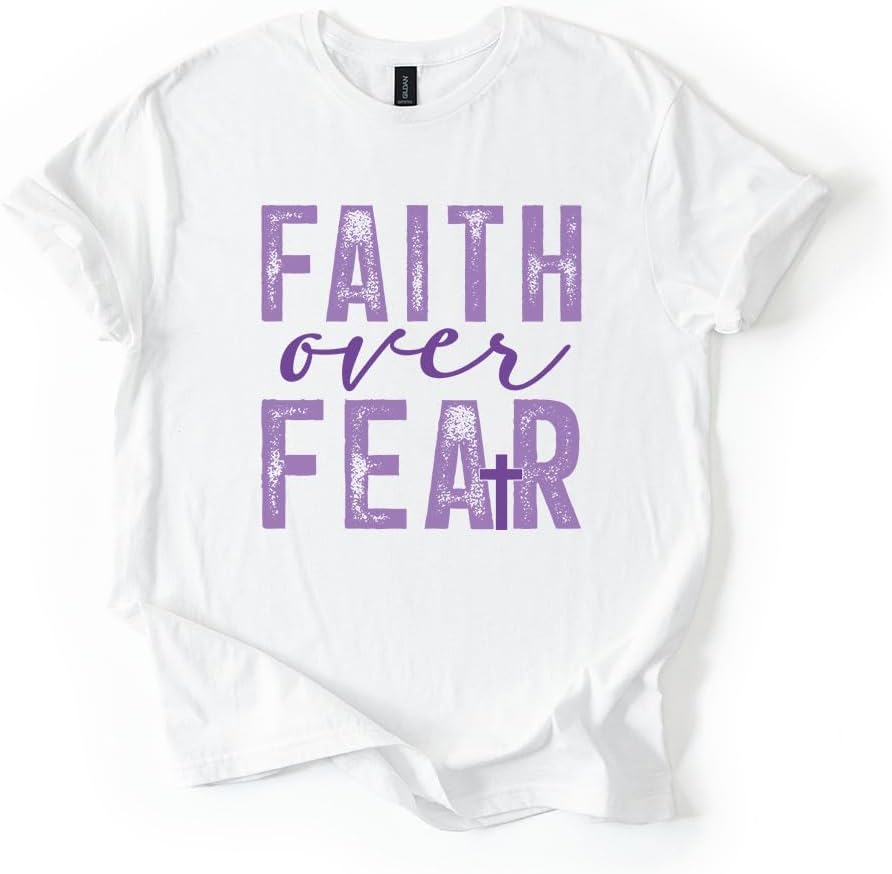 Faith Over Fear Cross Christian Graphic Tee - White