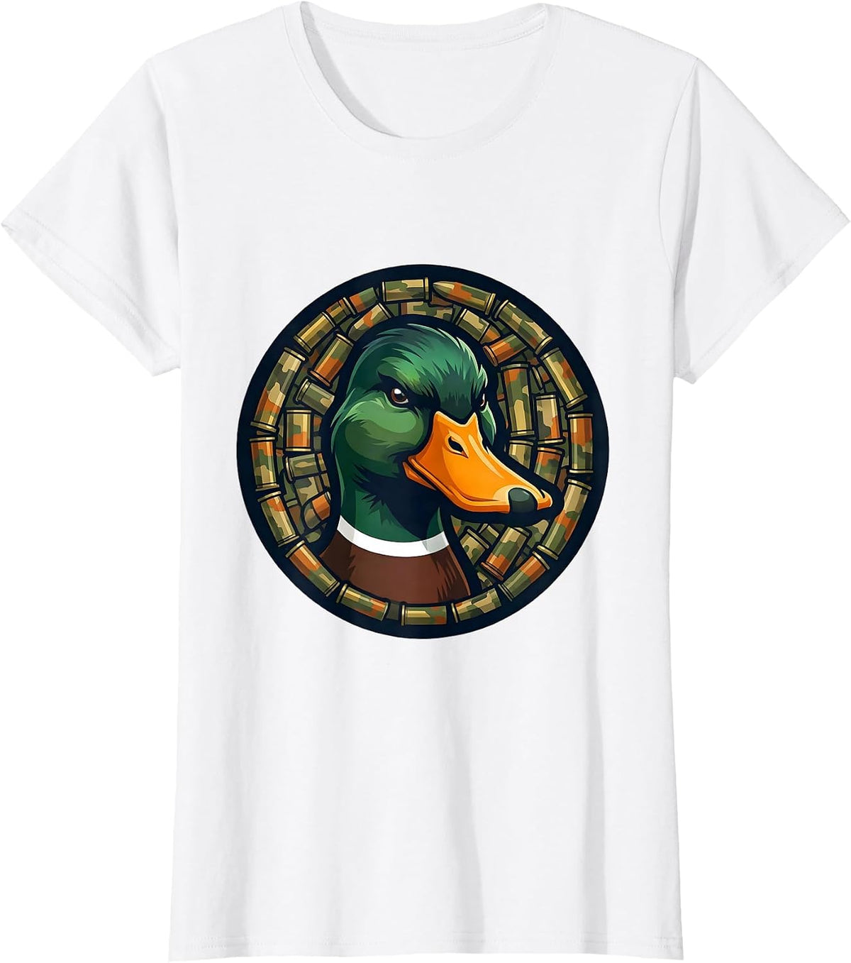 Women's Duck Camo Shotgun Shell Pattern Graphic Tee T-Shirt - White