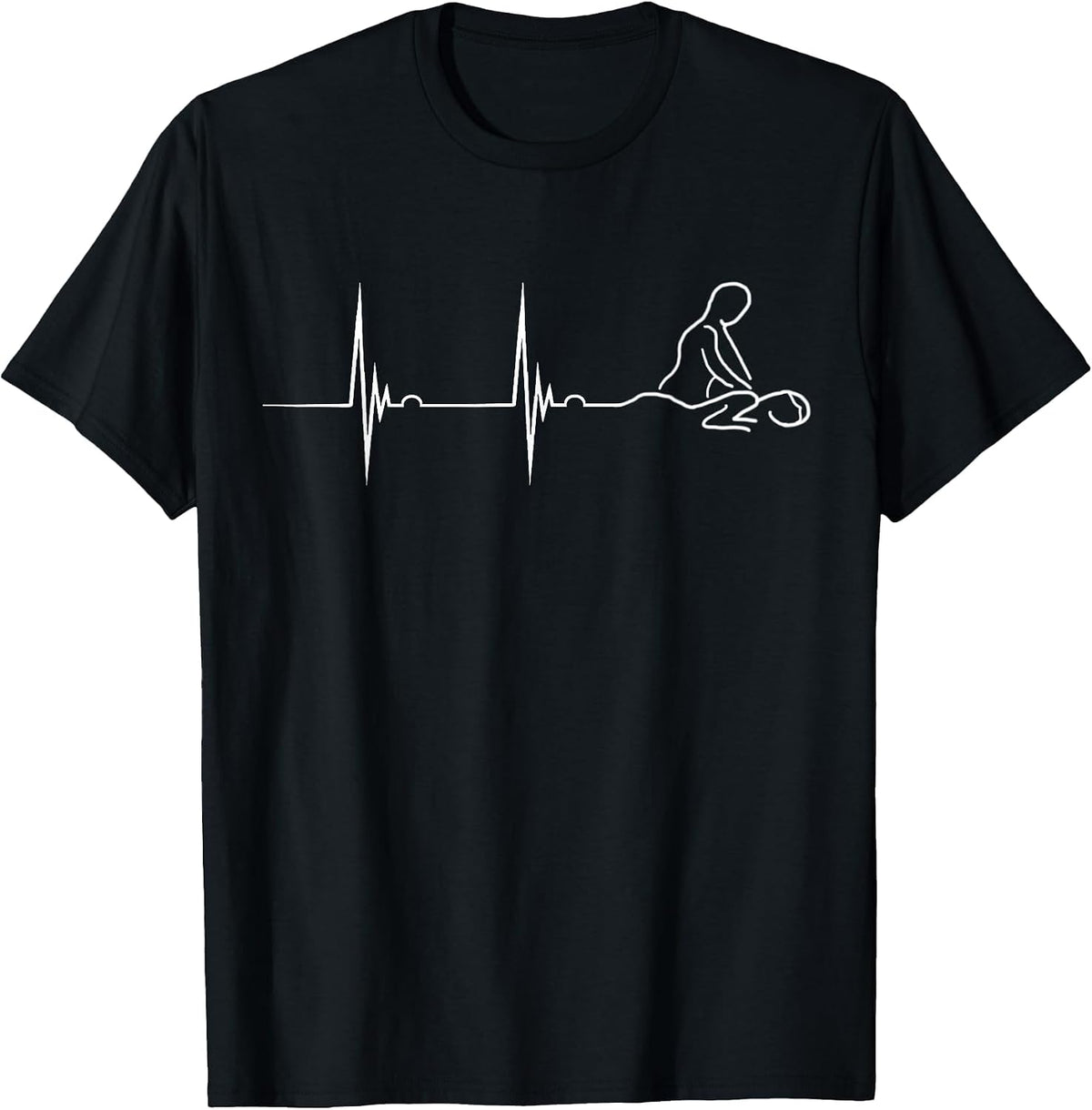 Massage Therapist Heartbeat ECG Pulse Massager Spa T-Shirt - Black