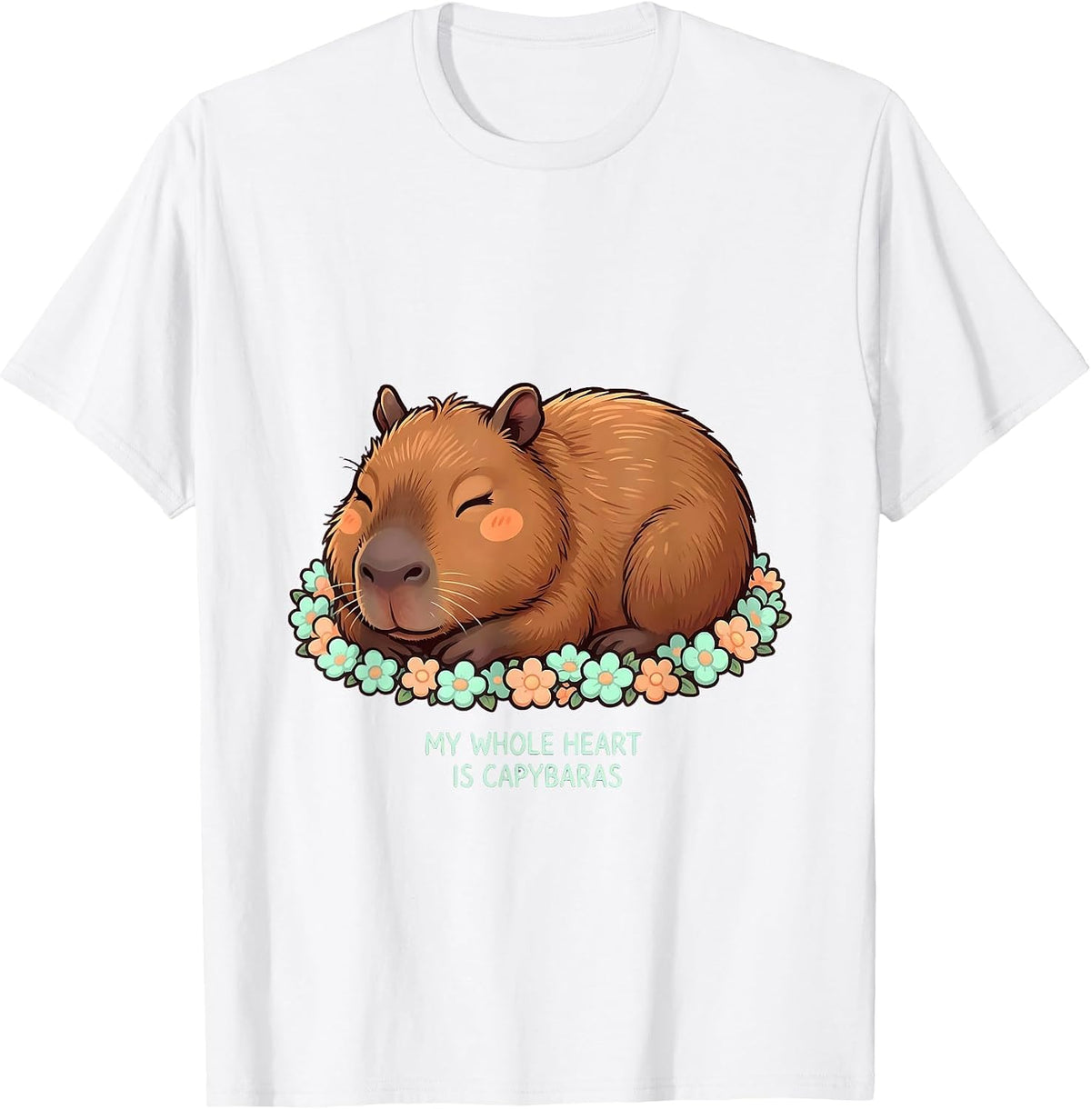 Men's My Whole Heart Is Capybaras Cute Kawaii Animal Meme Humor T-Shirt - White