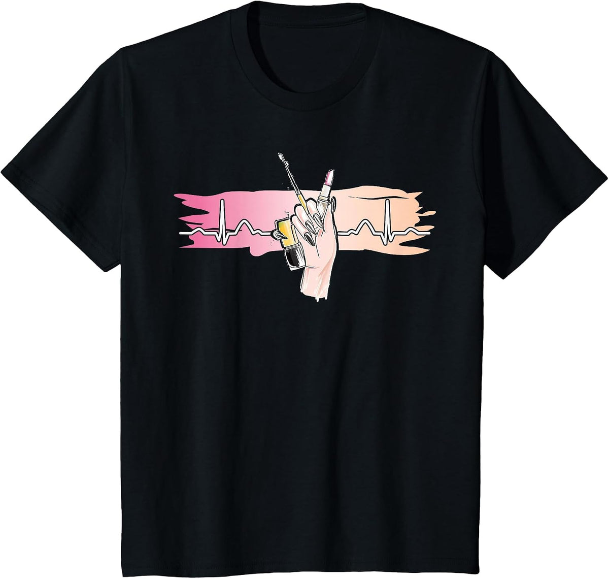 Heartbeat Naildesign Nail Salon Nail Tech T-Shirt - Black