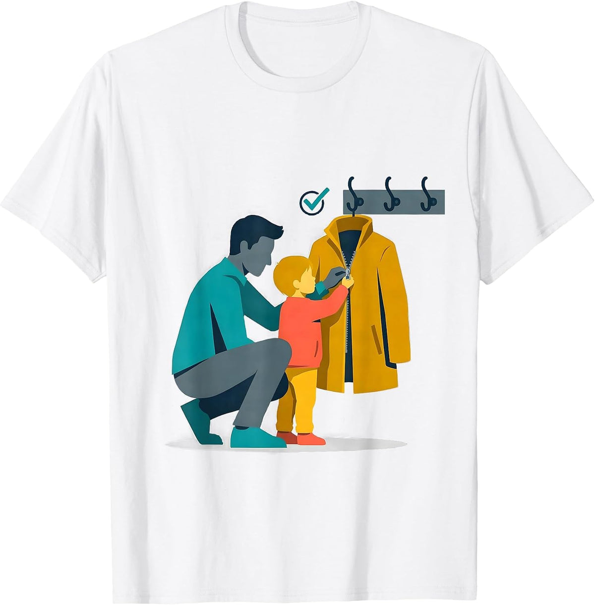 Men's Para Coach Child Mentor Appreciation Flat Vector T-Shirt - White