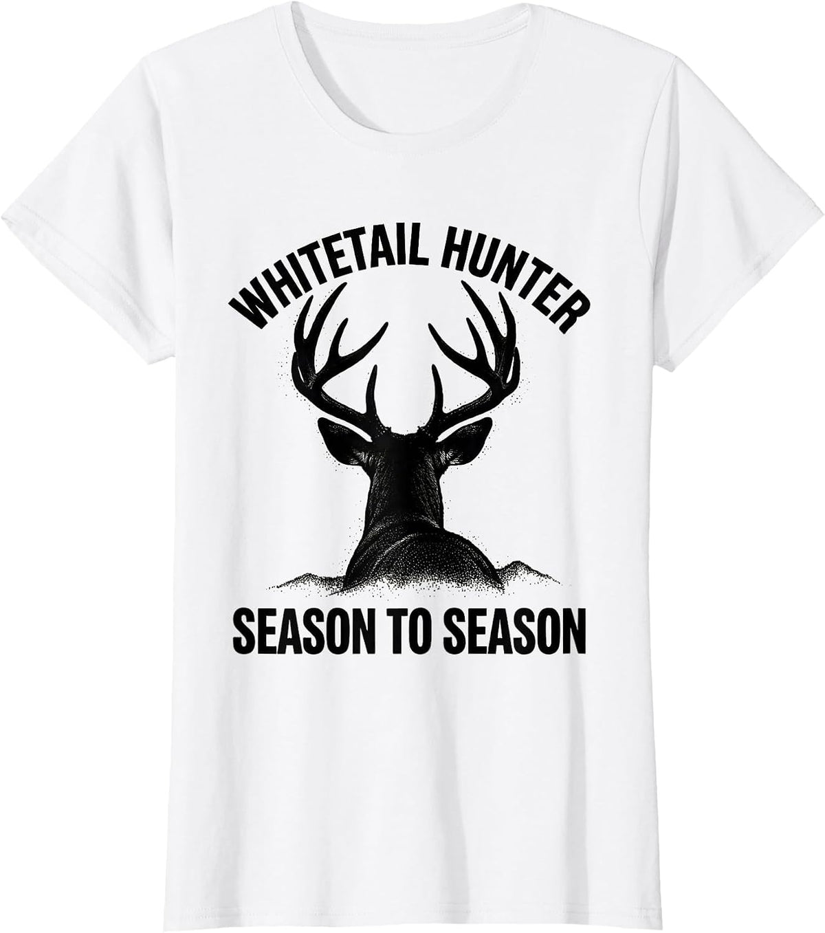 Whitetail Hunter, Season To Season Blackwork Dotwork Hunting T-Shirt - White