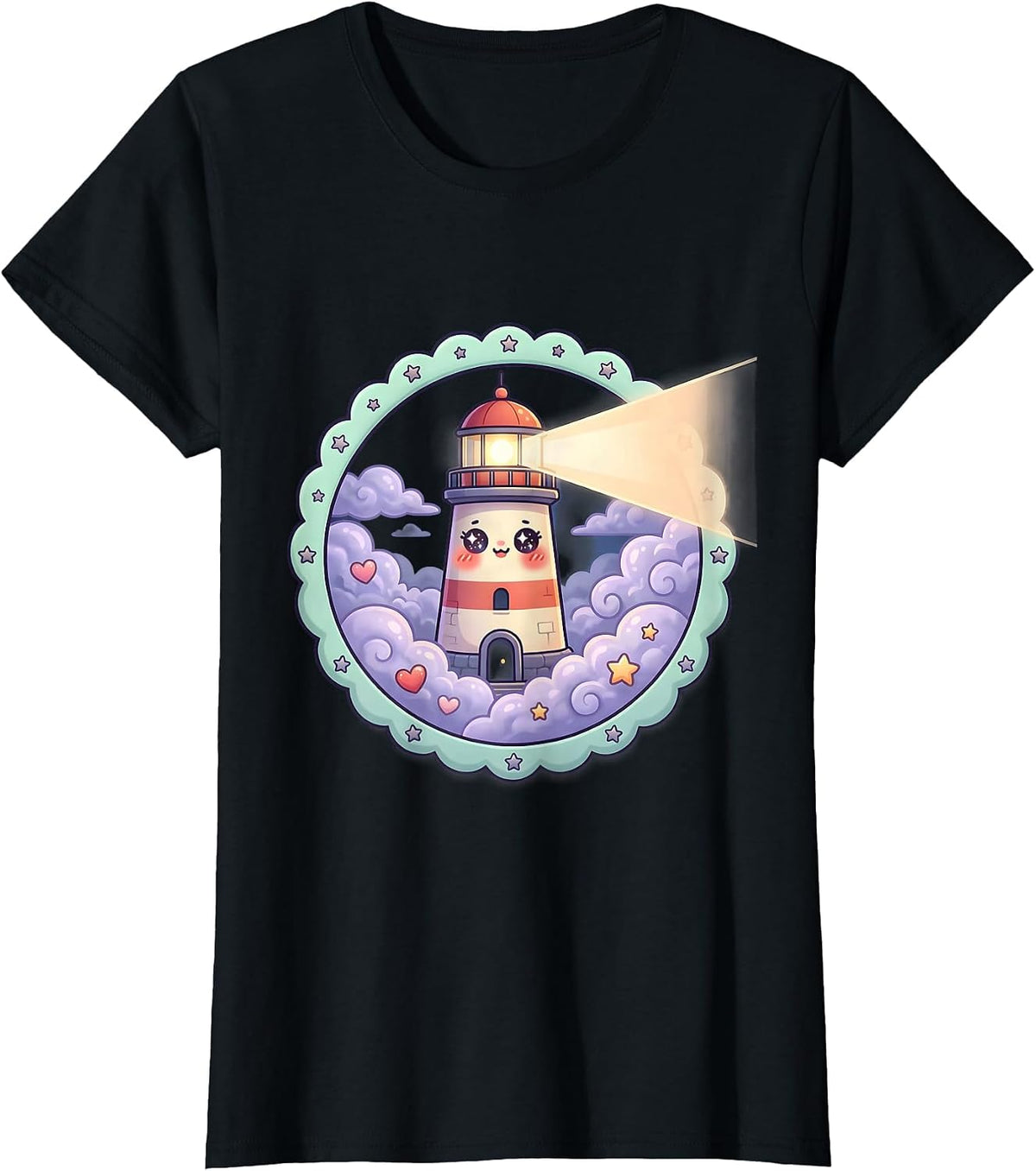 Special Education Lighthouse Beam Through Fog Design T-Shirt - Black