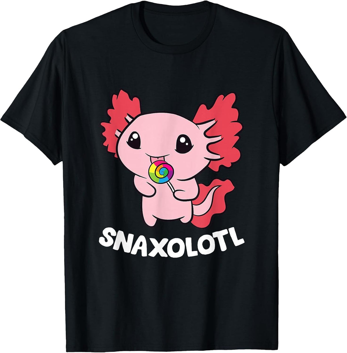 Axolotl Sweets Lollipop Snaxolotl Kawaii Axolotl T-Shirt - Black