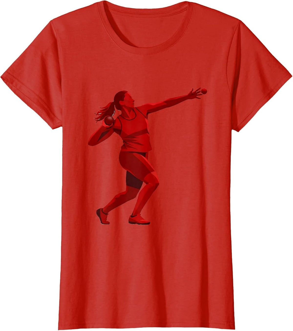 Shot Put Athlete Illustration Everyone Watches T-Shirt - Red