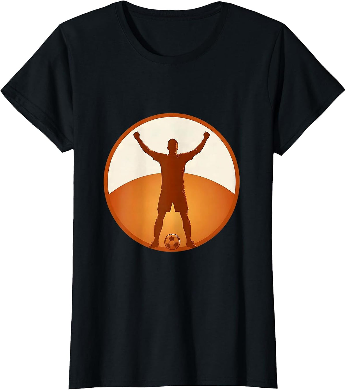 Women's Soccer Dad Cheering at Sunset Graphic Tee T-Shirt - Black