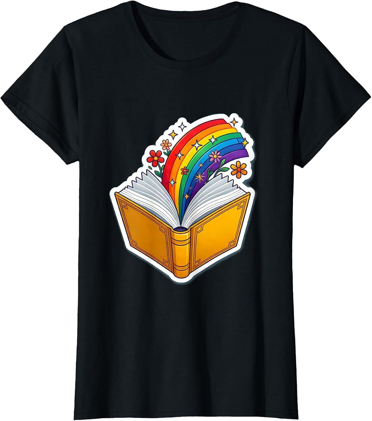 Women's Special Education Teacher Rainbow Book Graphic T-Shirt - Black