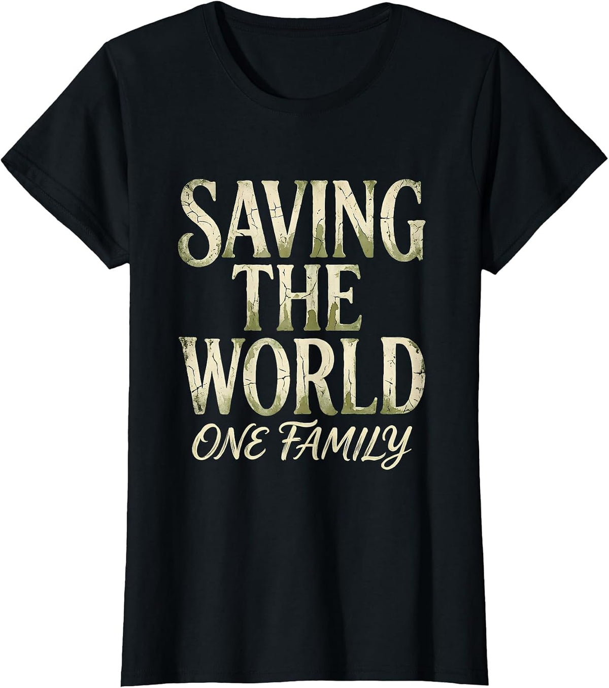 Saving the World One Family Social Worker Design T-Shirt - Black