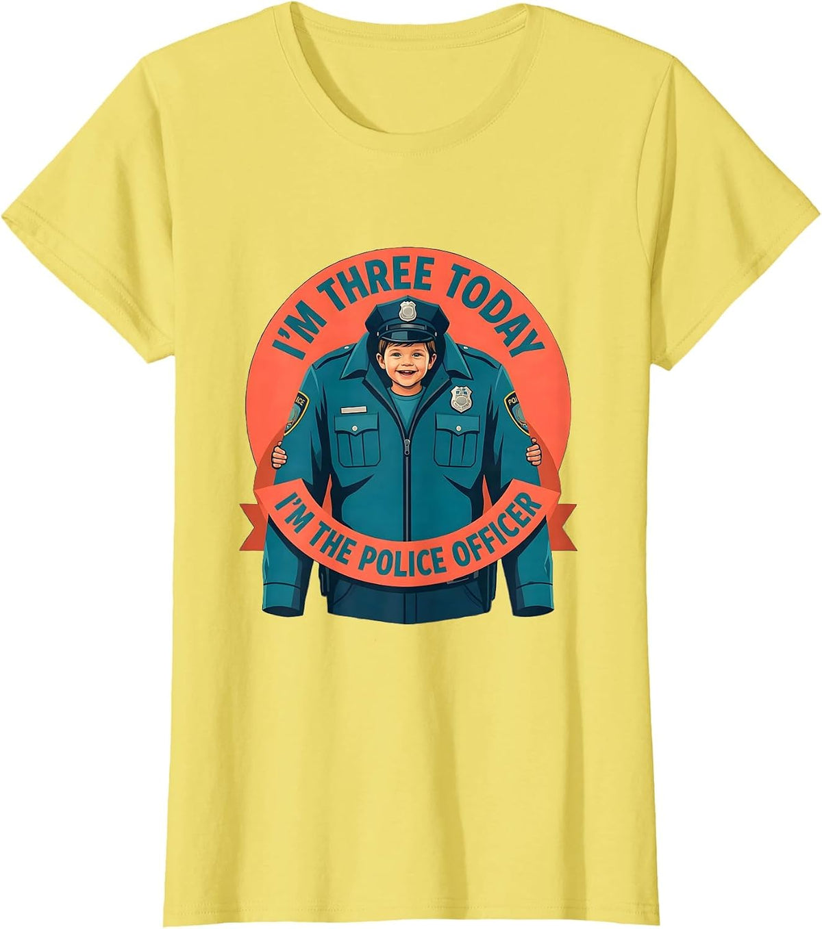 Women's I'm Three Today, I'm The Police Officer Toddler T-Shirt - Lemon Yellow