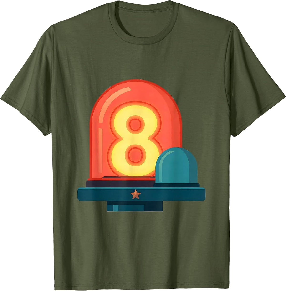 Men's Future Police Officer Kids Costume Play Flat Vector T-Shirt - Olive Green