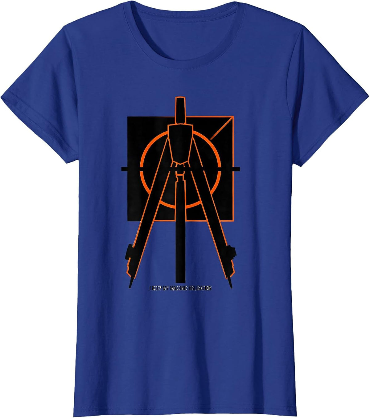 Women's I Keep My Masonic Obligation Brutalist Graphic Freemason T-Shirt - Royal Blue