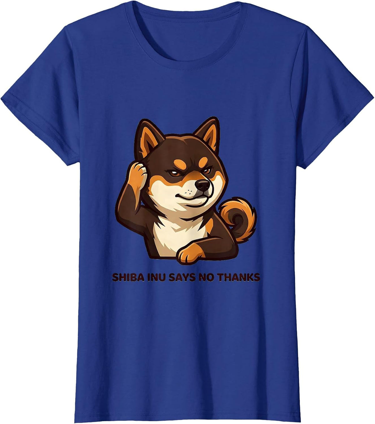 Women's Shiba Inu Says No Thanks Cute Kawaii Dog Lover Anime Humor T-Shirt - Royal Blue