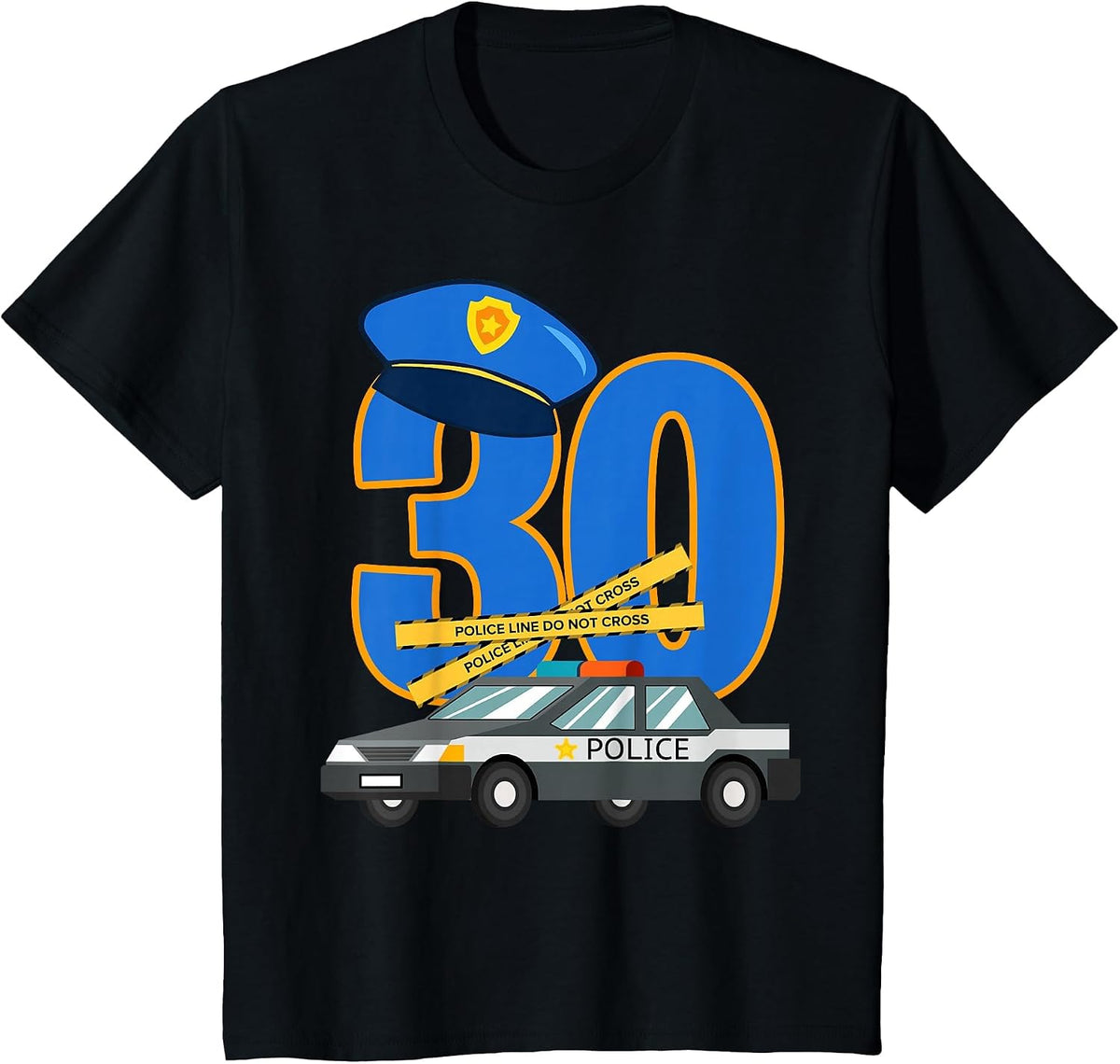 30 Year Old Birthday Policeman Car Cop Policeman T-Shirt - Black