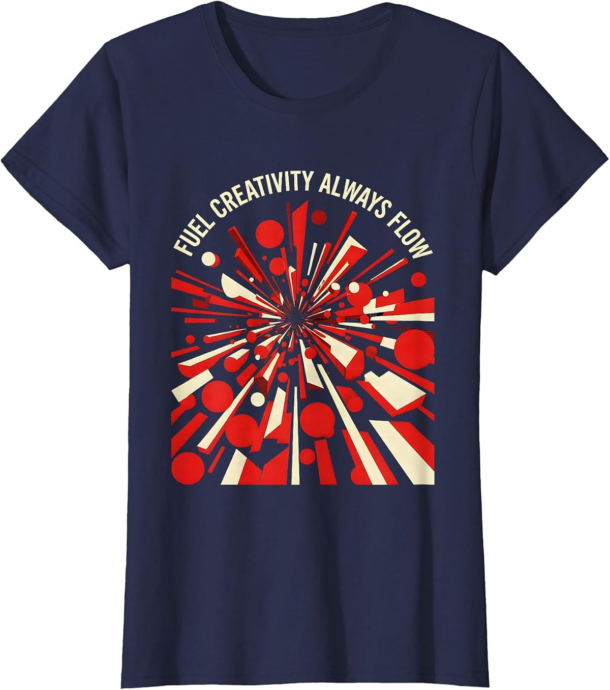 Women's Fuel Creativity Always Flow Artistic Design T-Shirt - Navy Blue