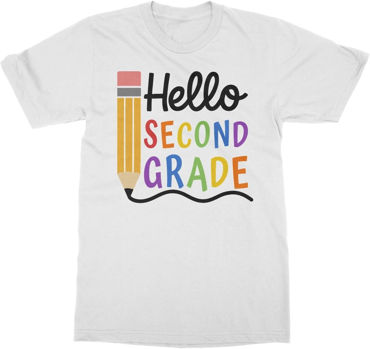 Hello Second Grade - Pencil Back to School Teacher Unisex T-Shirt - White