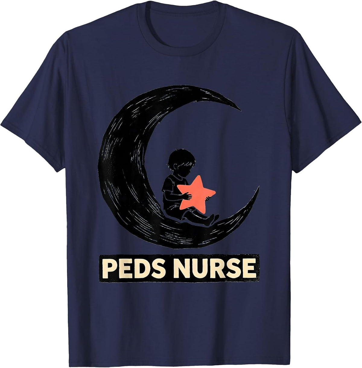 PEDS NURSE Cute Pediatric Nurse Practitioner NICU PICU Crew T-Shirt - Navy Blue