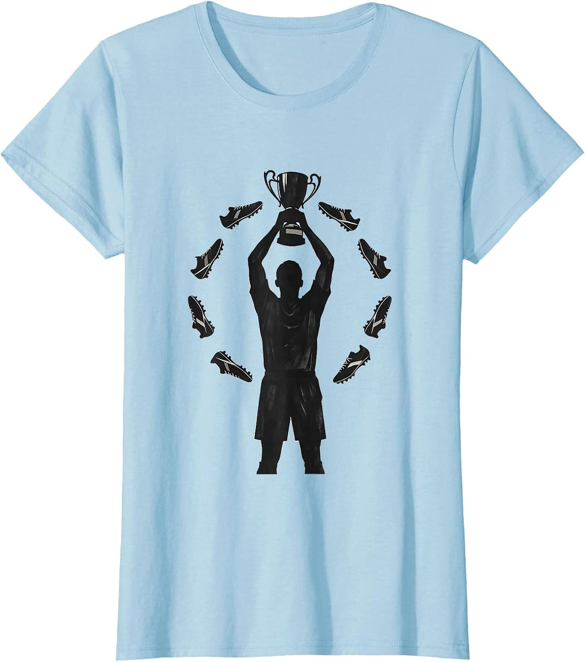 Soccer Dad Trophy Illustration Graphic Tee T-Shirt - Baby Blue