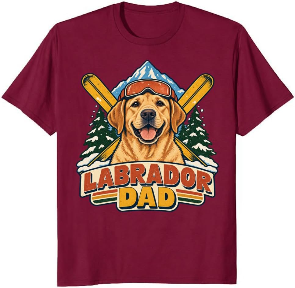 Labrador Dad T-Shirt Retro Desert Sunset Dog Portrait Tee - S7