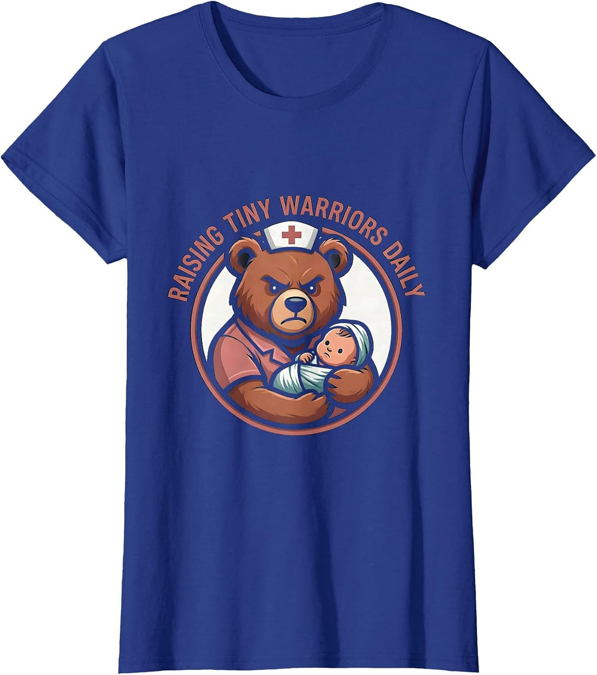 Women's Raising Tiny Warriors Daily NICU Nurse Design T-Shirt - Royal Blue