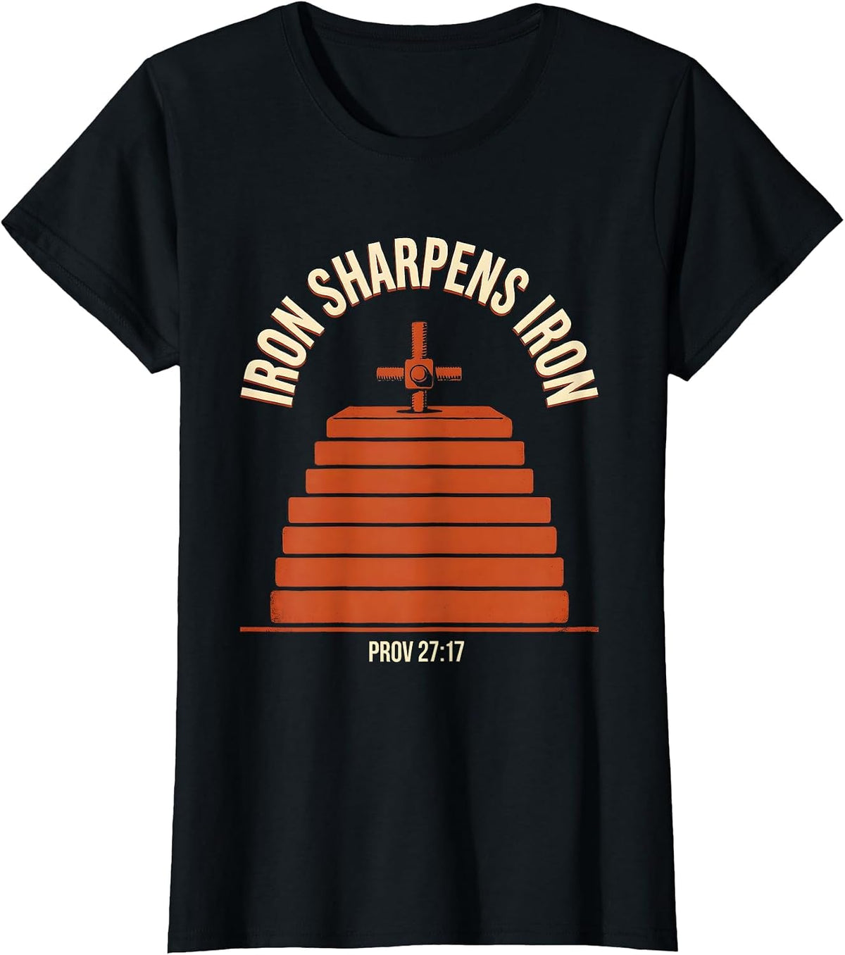 Iron Sharpens Iron Prov 27:17 Christian Gym Workout Faith T-Shirt - Black